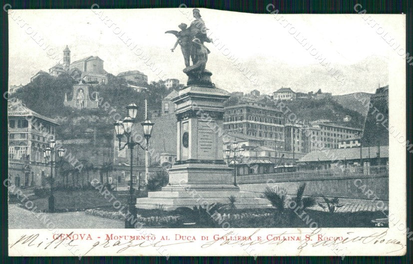 Genova Città Monumento Duca di Galliera STRAPPO RIFILATA cartolina WX2916 – fronte
