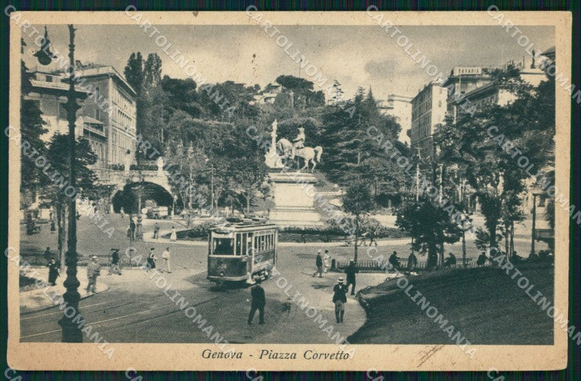 Genova Città Piazza Corvetto Tram PEGHINA cartolina WX2928 – fronte
