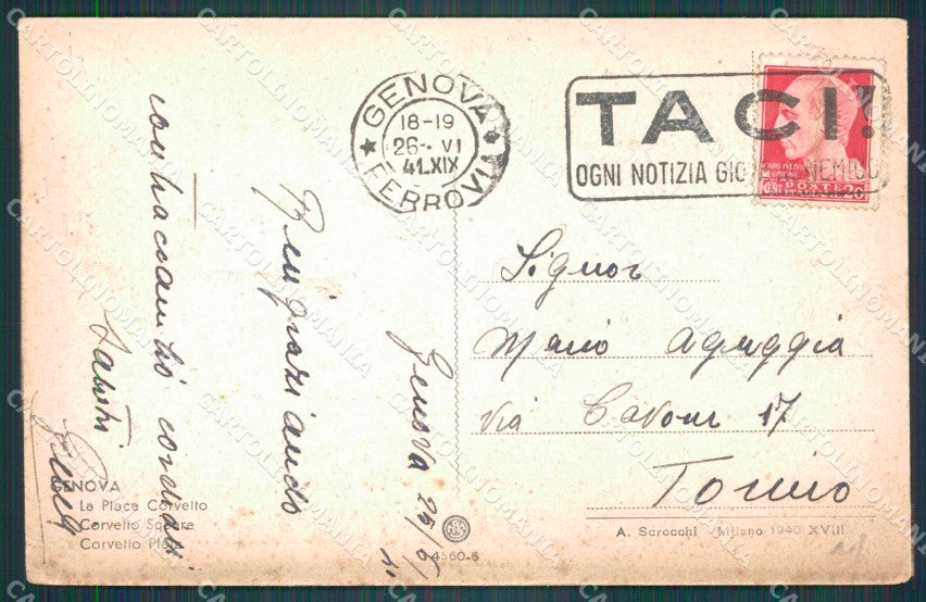 Genova Città Piazza Corvetto Tram PEGHINA cartolina WX2928 – retro