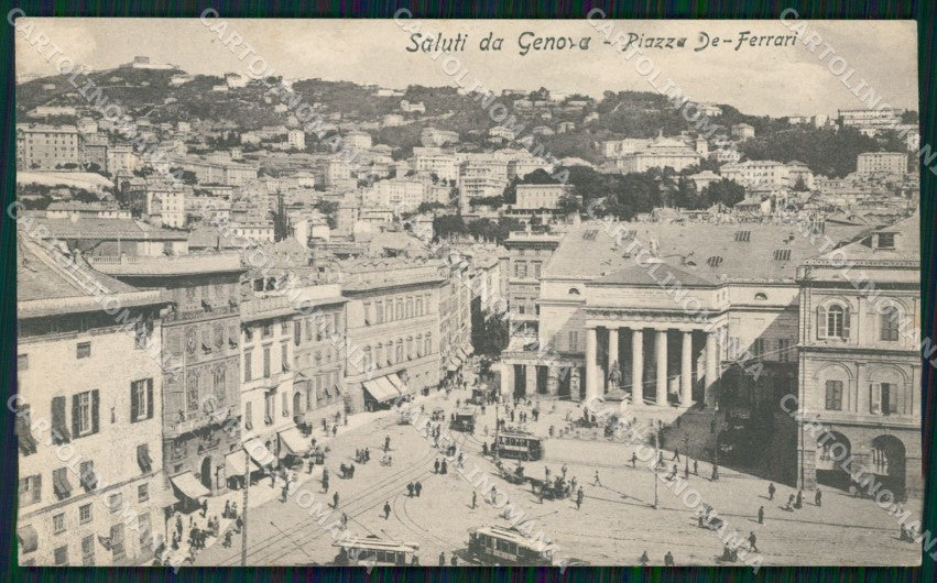Genova Città Piazza De Ferrari Tram cartolina WX2971 – fronte