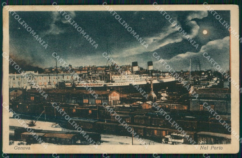 Genova Città Porto Chiaro di Luna cartolina WX3005 – fronte