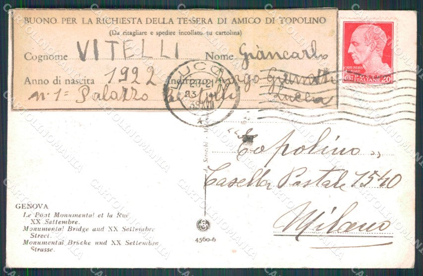 Genova Città Porta Monumentale PIEGHE cartolina WX3028 – retro