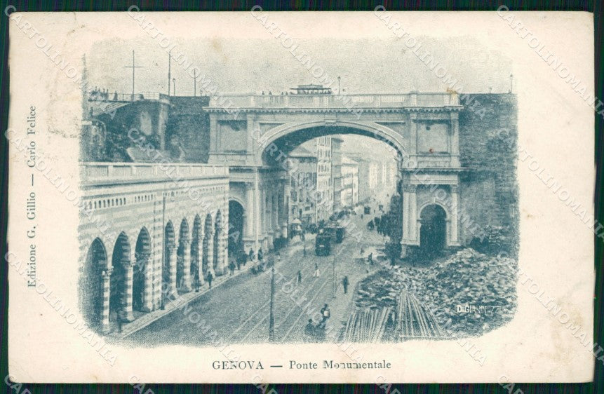 Genova Città Ponte Monumentale FORI PIEGHINE cartolina WX3033 – fronte