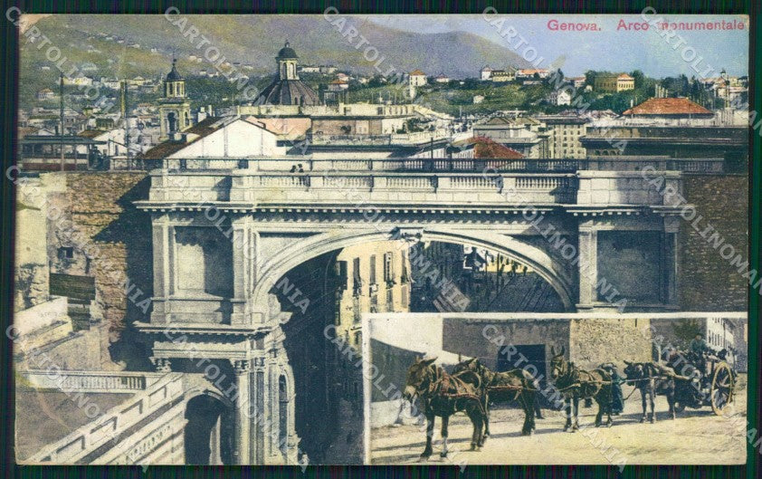 Genova Città Arco Monumentale Carretto cartolina WX3037 – fronte