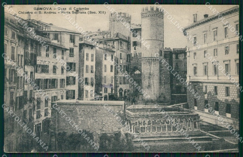 Genova Città Casa Cristoforo Colombo Porta Soprana PIEGHINA cartolina WX3041 – fronte