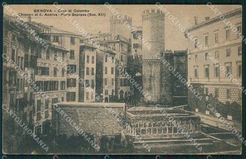 Genova Città Casa Cristoforo Colombo Porta Soprana PIEGHE cartolina WX3042 – fronte