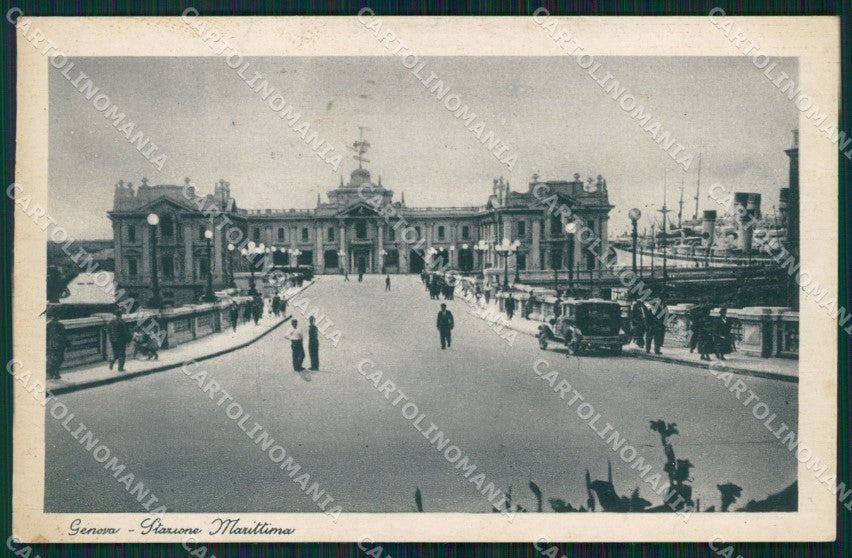 Genova Città Stazione Marittima Auto PIEGHINE cartolina WX3063 – fronte