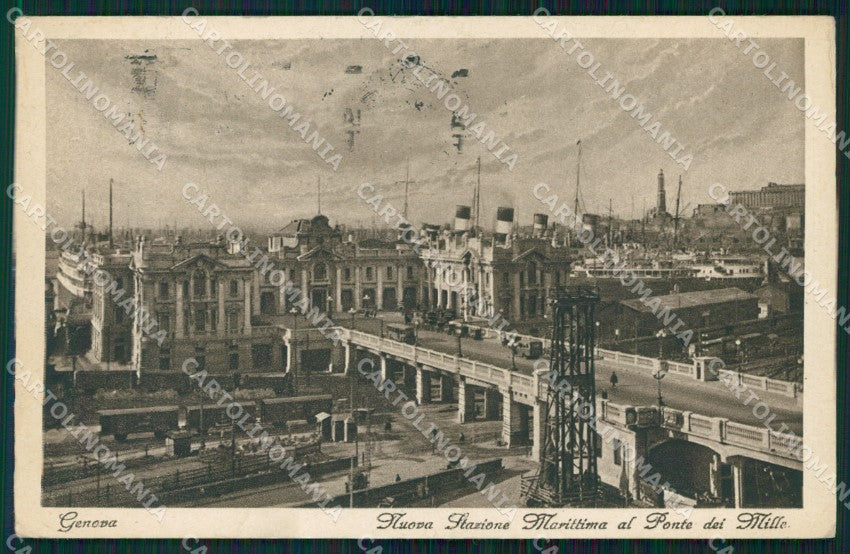 Genova Città Stazione Marittima Ponte dei Mille cartolina WX3073 – fronte