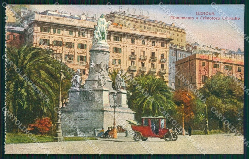 Genova Città Monumento Cristoforo Colombo Auto cartolina WX3091 – fronte