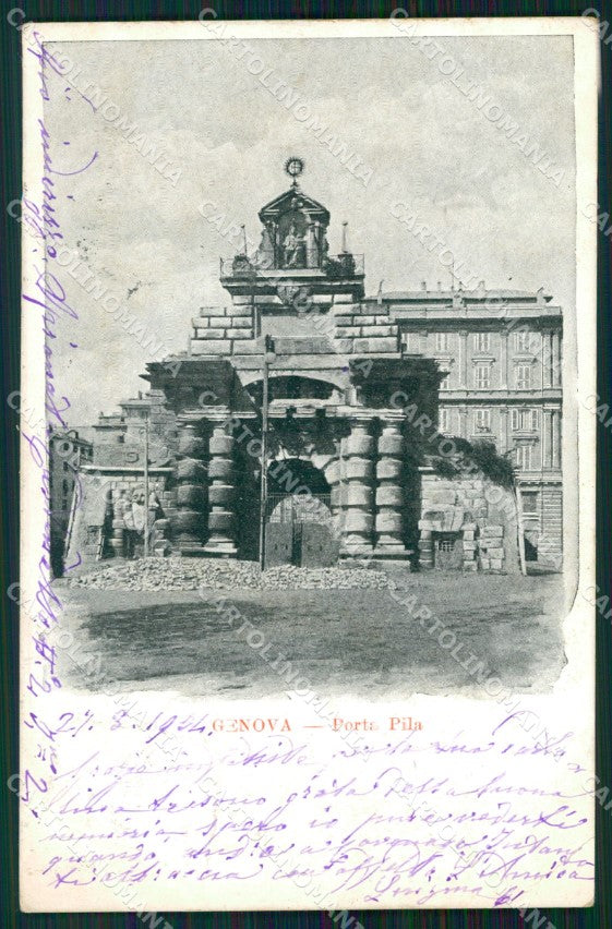 Genova Città Porta Pila PIEGA cartolina WX3096 – fronte