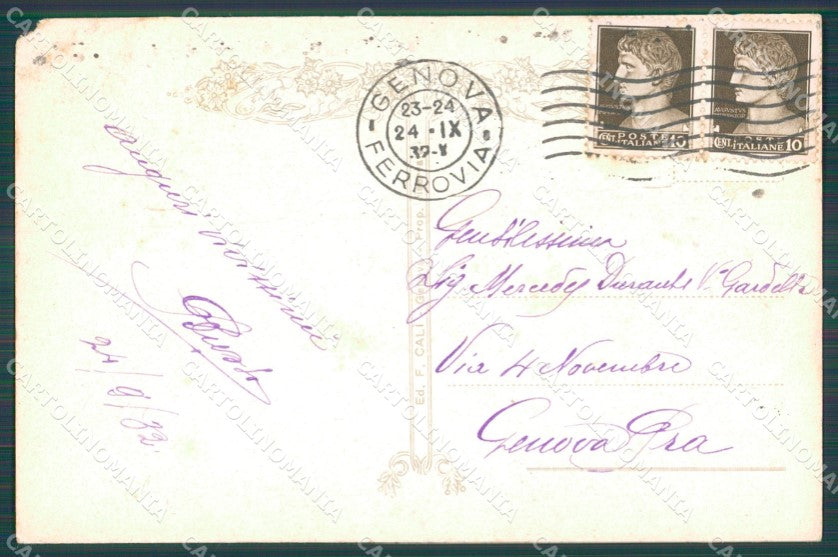 Genova Città Castello Bruzzo ABRASA cartolina WX3098 – retro