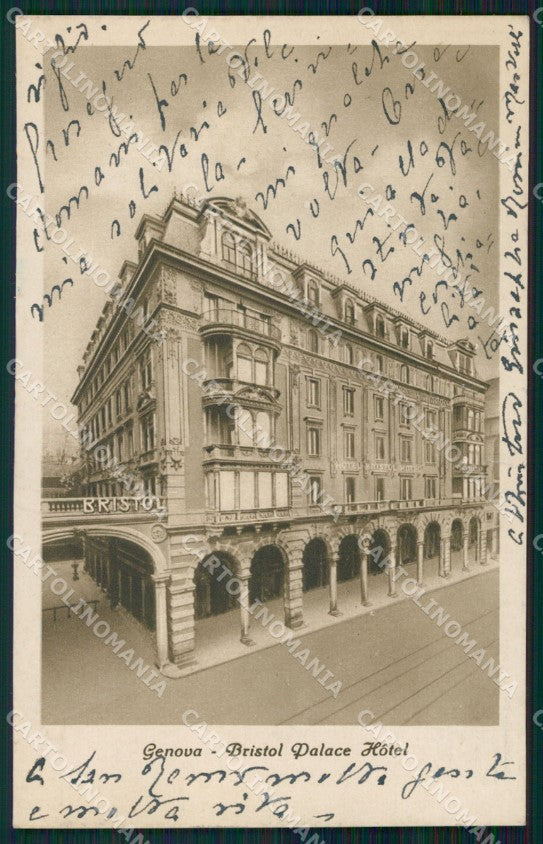 Genova Città Bristol Palace Hotel STRAPPINO PIEGATA cartolina WX3100 – fronte