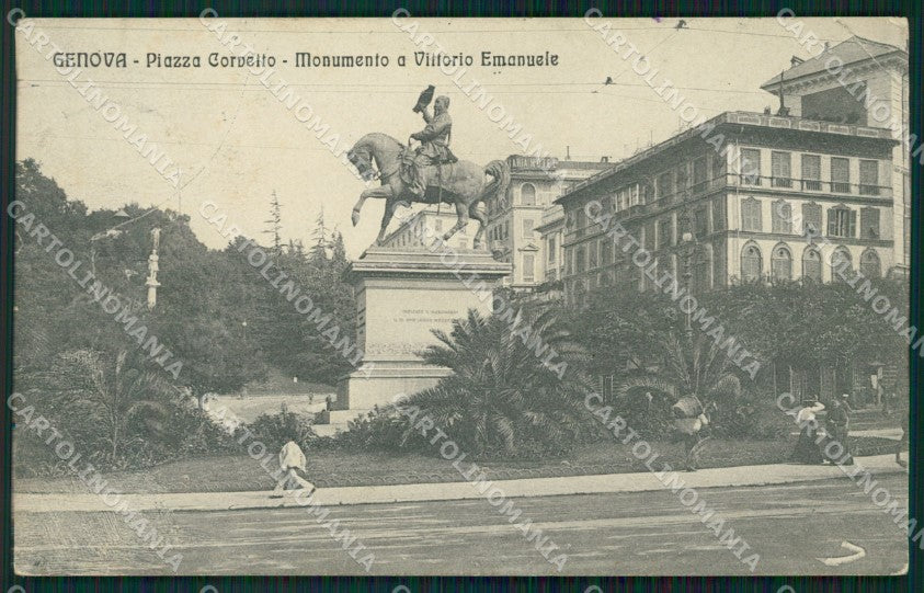 Genova Città Piazza Corvetto SCOLLATA PIEGA cartolina WX3104 – fronte