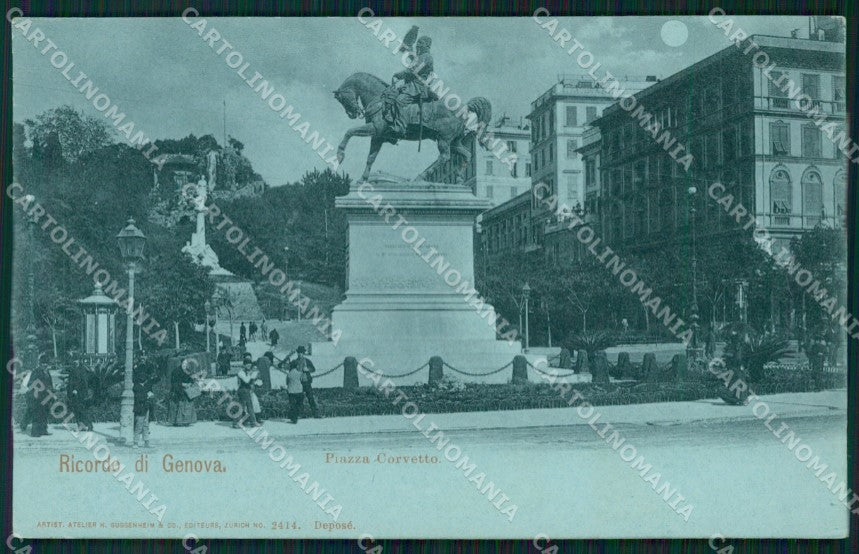 Genova Città Piazza Corvetto Chiaro di Luna cartolina WX3107 – fronte