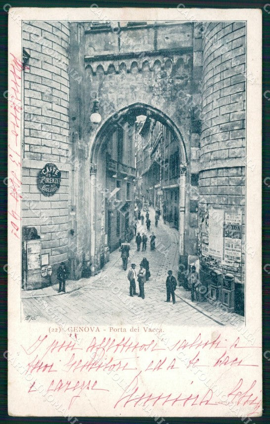 Genova Città Porta Dei Vacca PIEGHE cartolina WX3112 – fronte