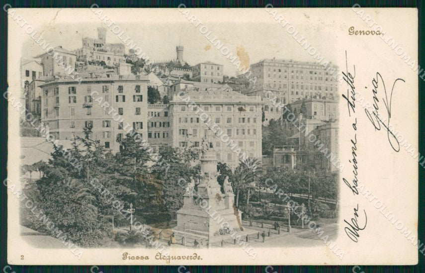 Genova Città Piazza Acquaverde PIEGA cartolina WX3114 – fronte
