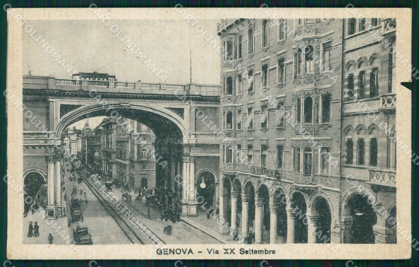 Genova Città Via XX Settembre STRAPPINO PIEGA cartolina WX3129 – fronte