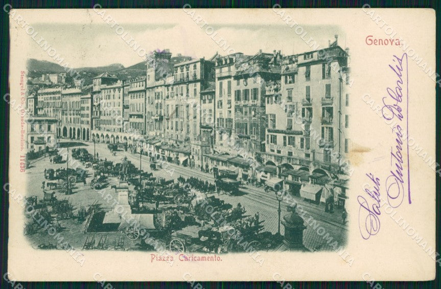 Genova Città Piazza Caricamento PIEGHINA cartolina WX3140 – fronte