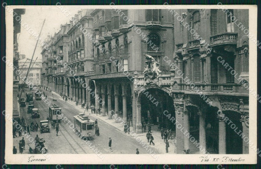 Genova Città Via XX Settembre Tram cartolina WX3163 – fronte