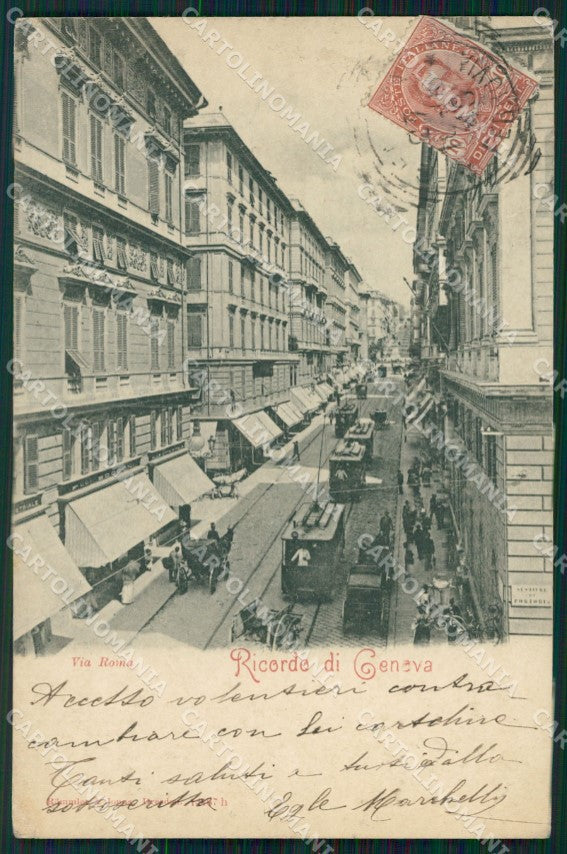 Genova Città Via Roma PIEGA cartolina WX3180 – fronte