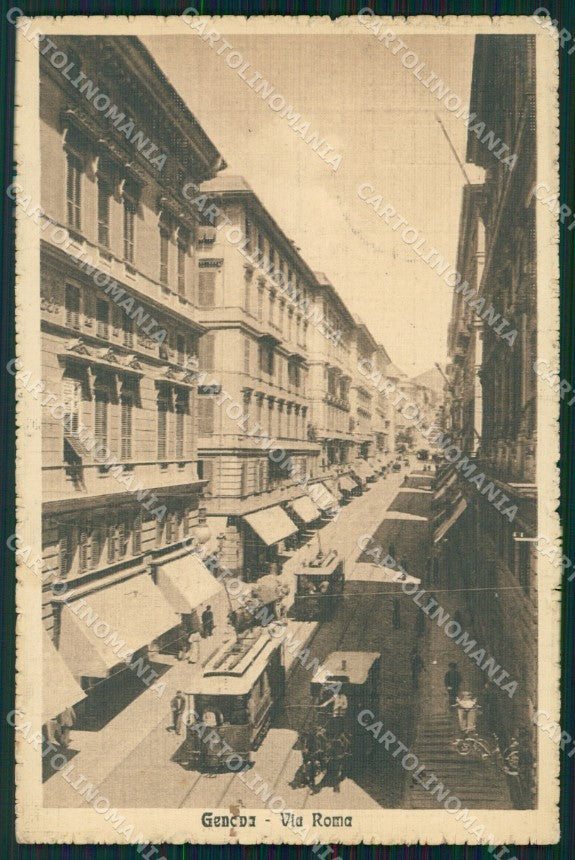 Genova Città Via Roma PIEGA cartolina WX3181 – fronte