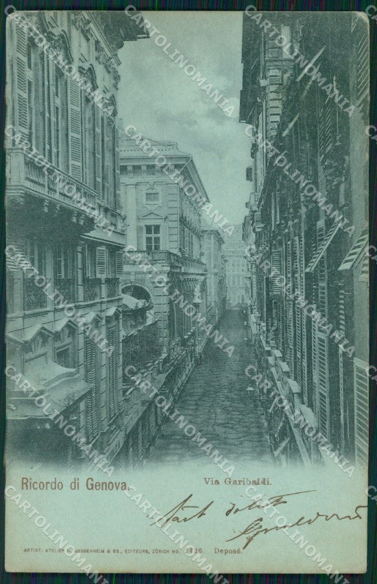 Genova Città Via Garibaldi Chiaro di Luna cartolina WX3190 – fronte