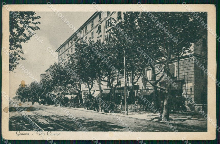 Genova Città Via Corsica PIEGA MACCHIA cartolina WX3193 – fronte