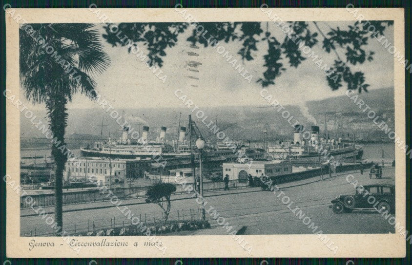 Genova Città Circonvallazione a Mare Navi Auto PIEGHINE cartolina WX3198 – fronte