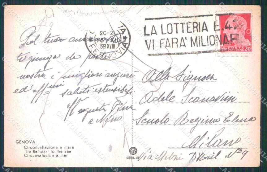 Genova Città Circonvallazione a Mare ABRASA cartolina WX3199 – retro