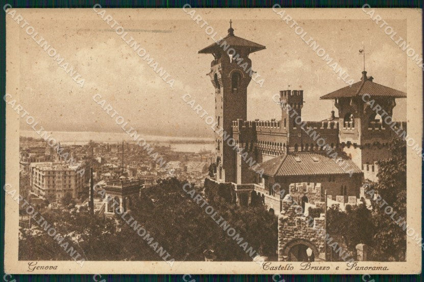 Genova Città Castello Bruzzo PIEGA cartolina WX3216 – fronte