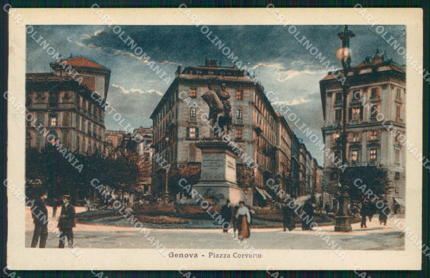 Genova Città Piazza Corvetto Chiaro di Luna cartolina WX3245 – fronte