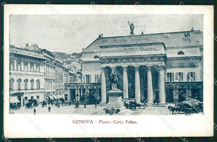 Genova Città Piazza Carlo Felice Carrozze cartolina WX3253 – fronte