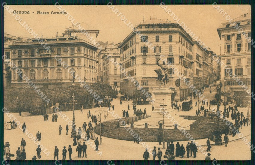 Genova Città Piazza Corvetto PIEGHINA cartolina WX3261 – fronte