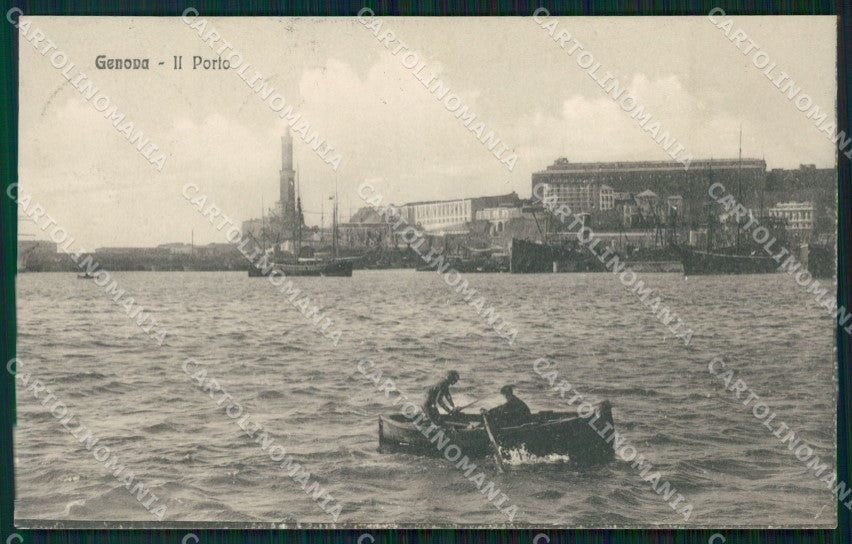 Genova Città Porto Barca cartolina WX3273 – fronte