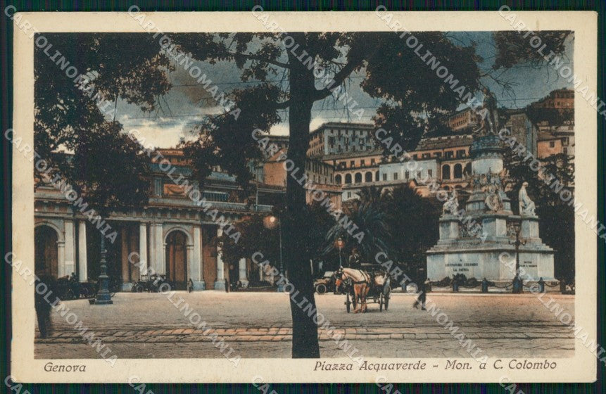 Genova Città Piazza Acquaverde Chiaro di Luna cartolina WX3298 – fronte
