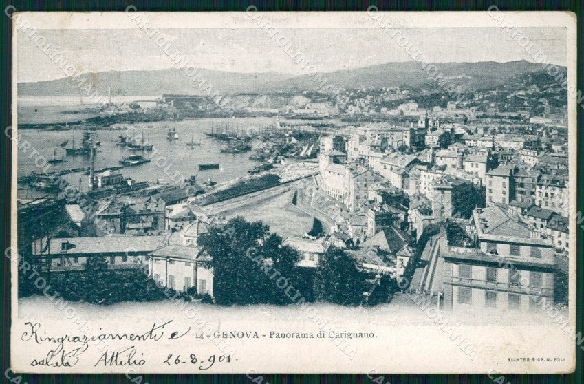 Genova Città Panorama di Carignano PIEGHINE cartolina WX3337 – fronte