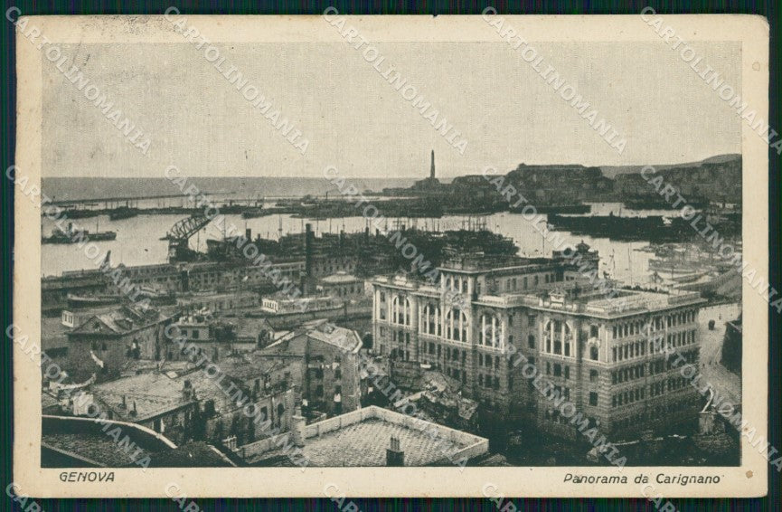 Genova Città Panorama da Carignano PIEGHE cartolina WX3340 – fronte