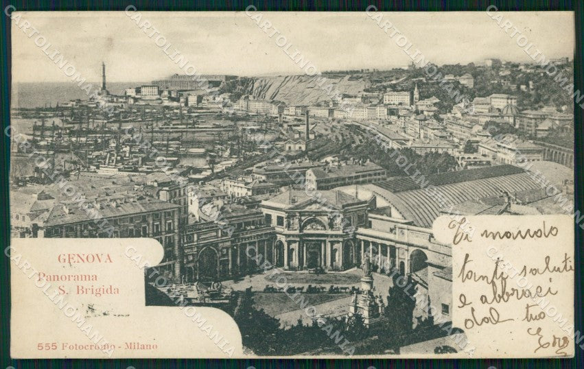 Genova Città Panorama da Santa Brigida cartolina WX3341 – fronte