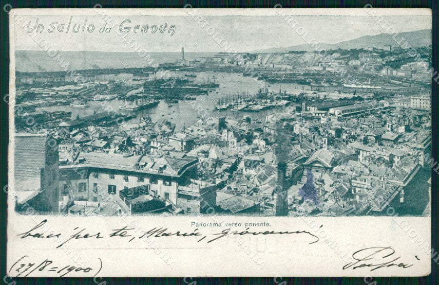 Genova Città Panorama verso Ponente PIEGHINA cartolina WX3358 – fronte