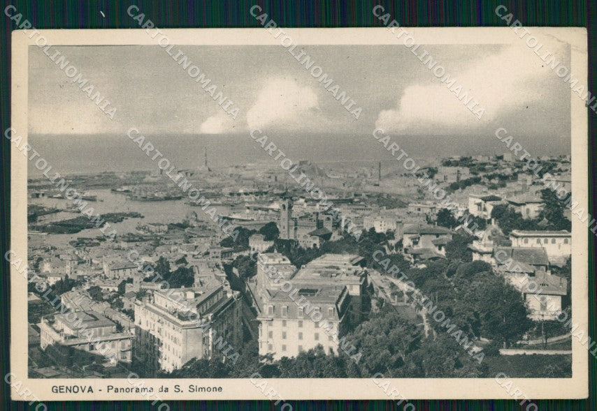 Genova Città Panorama da San Simone PIEGHINA cartolina WX3372 – fronte