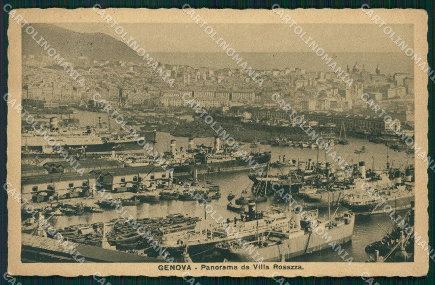 Genova Città Panorama da Villa Rosazza Navi cartolina WX3380 – fronte