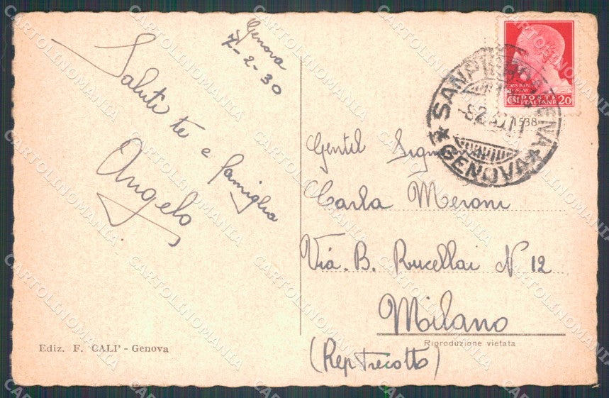 Genova Città Panorama da Villa Rosazza Navi cartolina WX3380 – retro