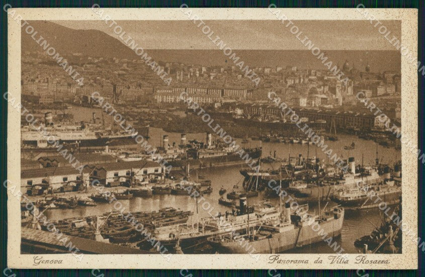 Genova Città Panorama da Villa Rosazza Navi cartolina WX3382 – fronte