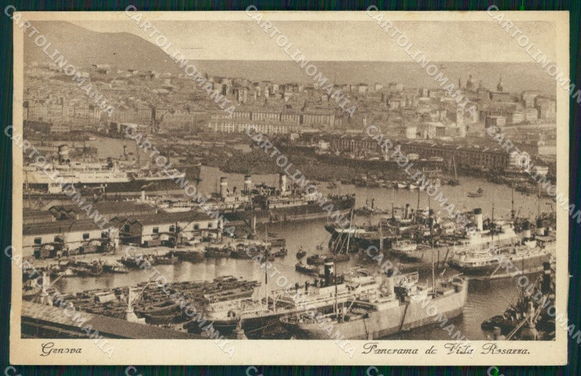 Genova Città Panorama da Villa Rosazza Navi cartolina WX3383 – fronte