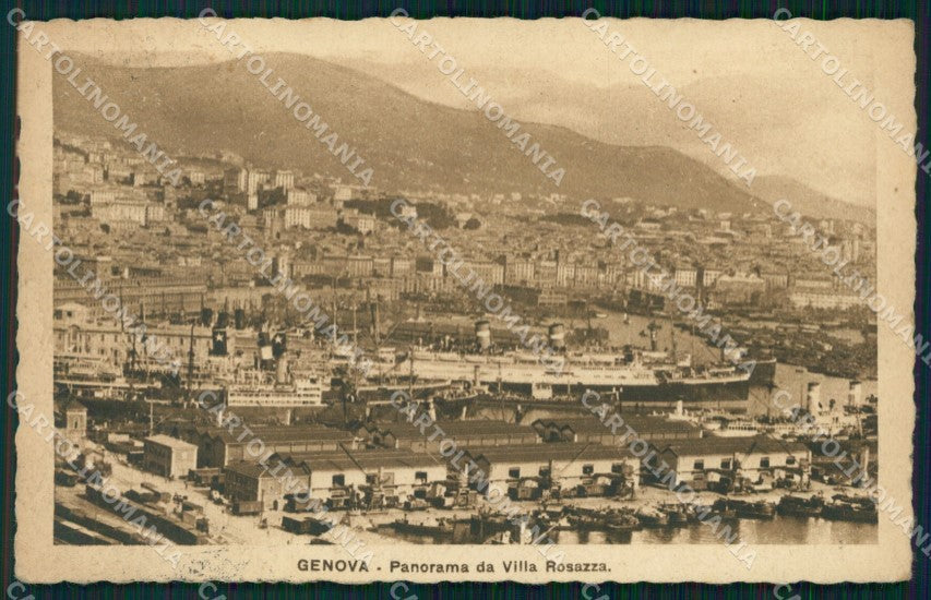 Genova Città Panorama da Villa Rosazza Navi cartolina WX3385 – fronte