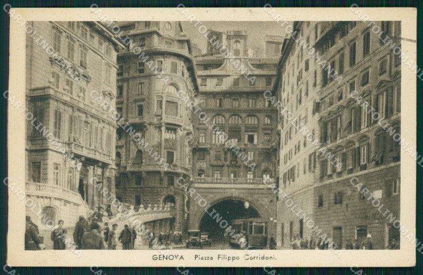Genova Città Piazza Filippo Corridoni Tram cartolina WX3400 – fronte