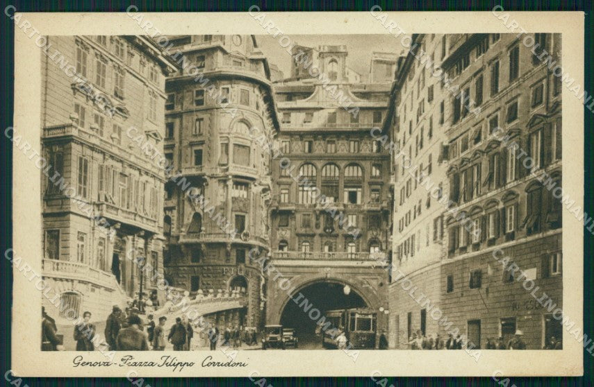 Genova Città Piazza Filippo Corridoni Tram cartolina WX3401 – fronte