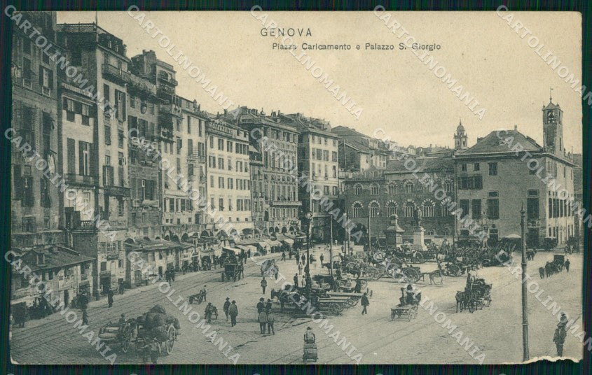Genova Città Piazza Caricamento Carretti ABRASA cartolina WX3405 – fronte