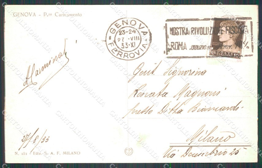 Genova Città Piazza Caricamento Tram cartolina WX3406 – retro