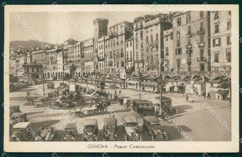 Genova Città Piazza Caricamento Tram Auto cartolina WX3408 – fronte